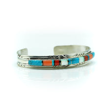 Load image into Gallery viewer, Zuni channeled inlay Sterling Silver bracelet
