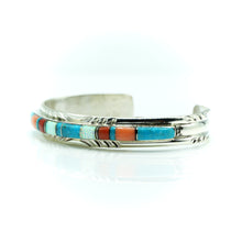 Load image into Gallery viewer, Zuni channeled inlay Sterling Silver bracelet
