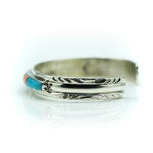 Load image into Gallery viewer, Zuni channeled inlay Sterling Silver bracelet

