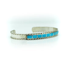 Load image into Gallery viewer, Zuni Turquoise Channeled inlay 925 Silver bracelet
