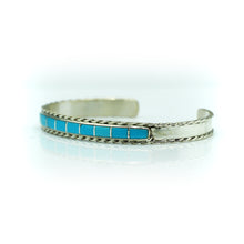 Load image into Gallery viewer, Zuni Turquoise Channeled inlay 925 Silver bracelet
