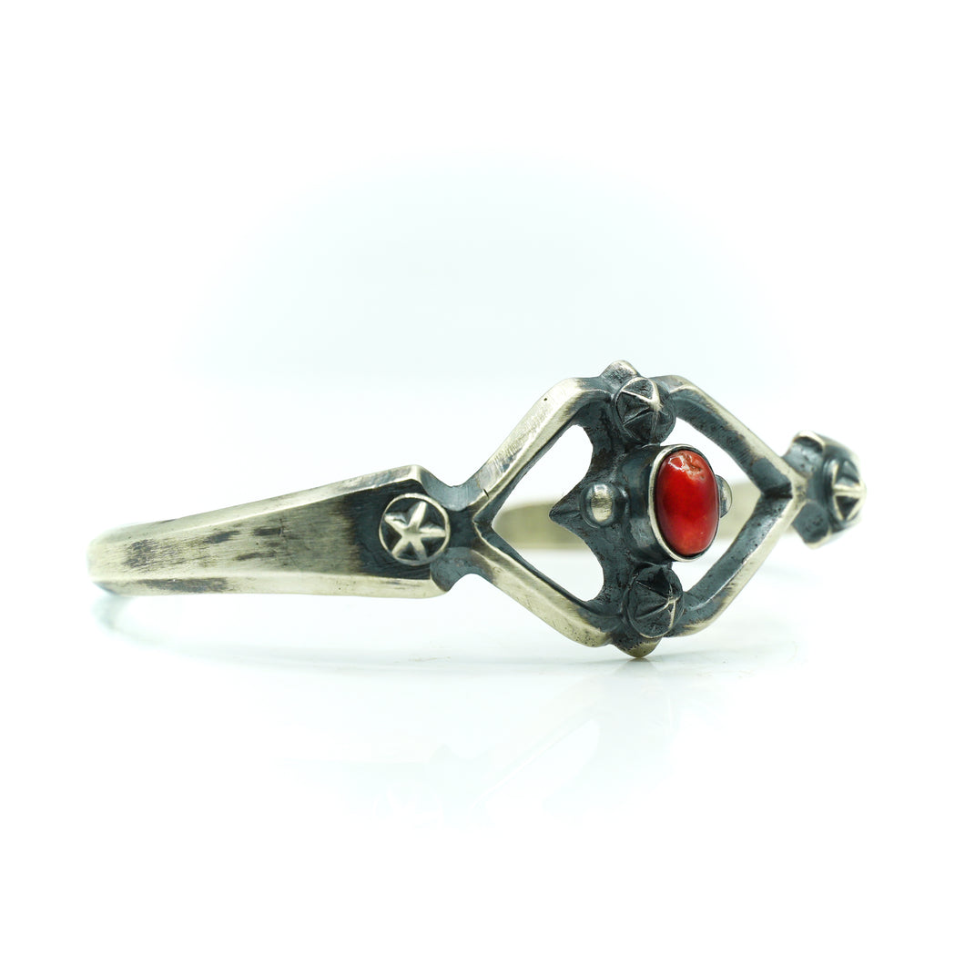 Zuni Coral Bracelet in Sterling Silver