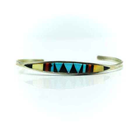 Zuni channeled inlay 925 Silver bracelet