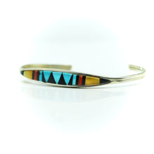 Load image into Gallery viewer, Zuni channeled inlay 925 Silver bracelet
