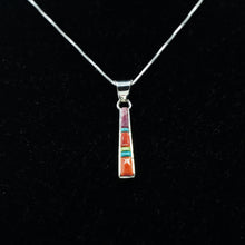 Load image into Gallery viewer, Zuni Sterling Silver Multi-Stone Inlay Tapered Pendant
