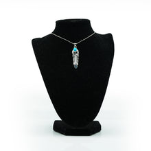 Load image into Gallery viewer, Zuni Sterling Silver Feather Necklace with Turquoise
