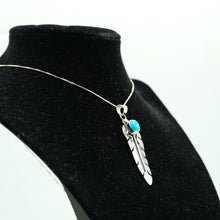 Load image into Gallery viewer, Zuni Sterling Silver Feather Necklace with Turquoise
