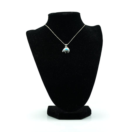 Zuni Turquoise Bear Necklace in sterling silver