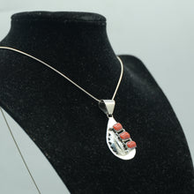 Load image into Gallery viewer, Zuni Coral Feather Pendant in Sterling Silver
