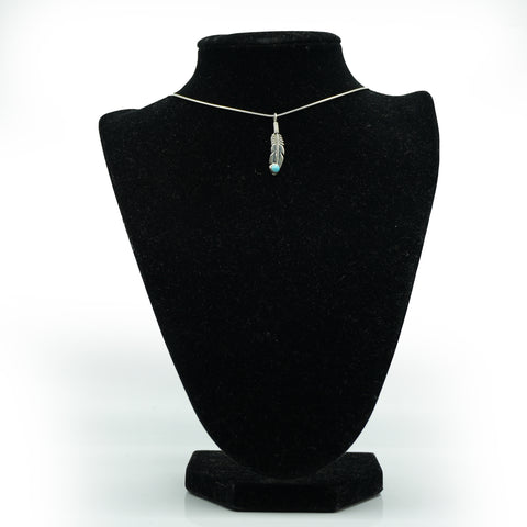 Zuni Turquoise Feather Necklace in Sterling Silver