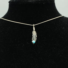 Load image into Gallery viewer, Zuni Turquoise Feather Necklace in Sterling Silver
