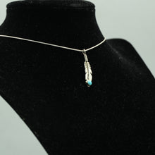 Load image into Gallery viewer, Zuni Turquoise Feather Necklace in Sterling Silver
