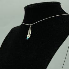 Load image into Gallery viewer, Zuni Turquoise Feather Necklace in Sterling Silver
