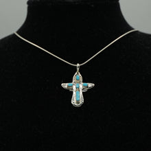 Load image into Gallery viewer, Zuni Turquoise Cross Pendant in Sterling Silver
