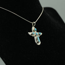 Load image into Gallery viewer, Zuni Turquoise Cross Pendant in Sterling Silver
