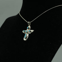 Load image into Gallery viewer, Zuni Turquoise Cross Pendant in Sterling Silver
