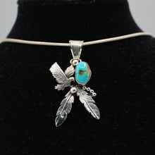 Load image into Gallery viewer, Zuni Turquoise Eagle &amp; Feathers Pendant in Sterling Silver
