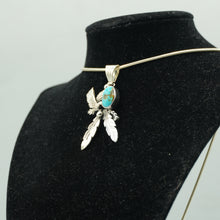 Load image into Gallery viewer, Zuni Turquoise Eagle &amp; Feathers Pendant in Sterling Silver
