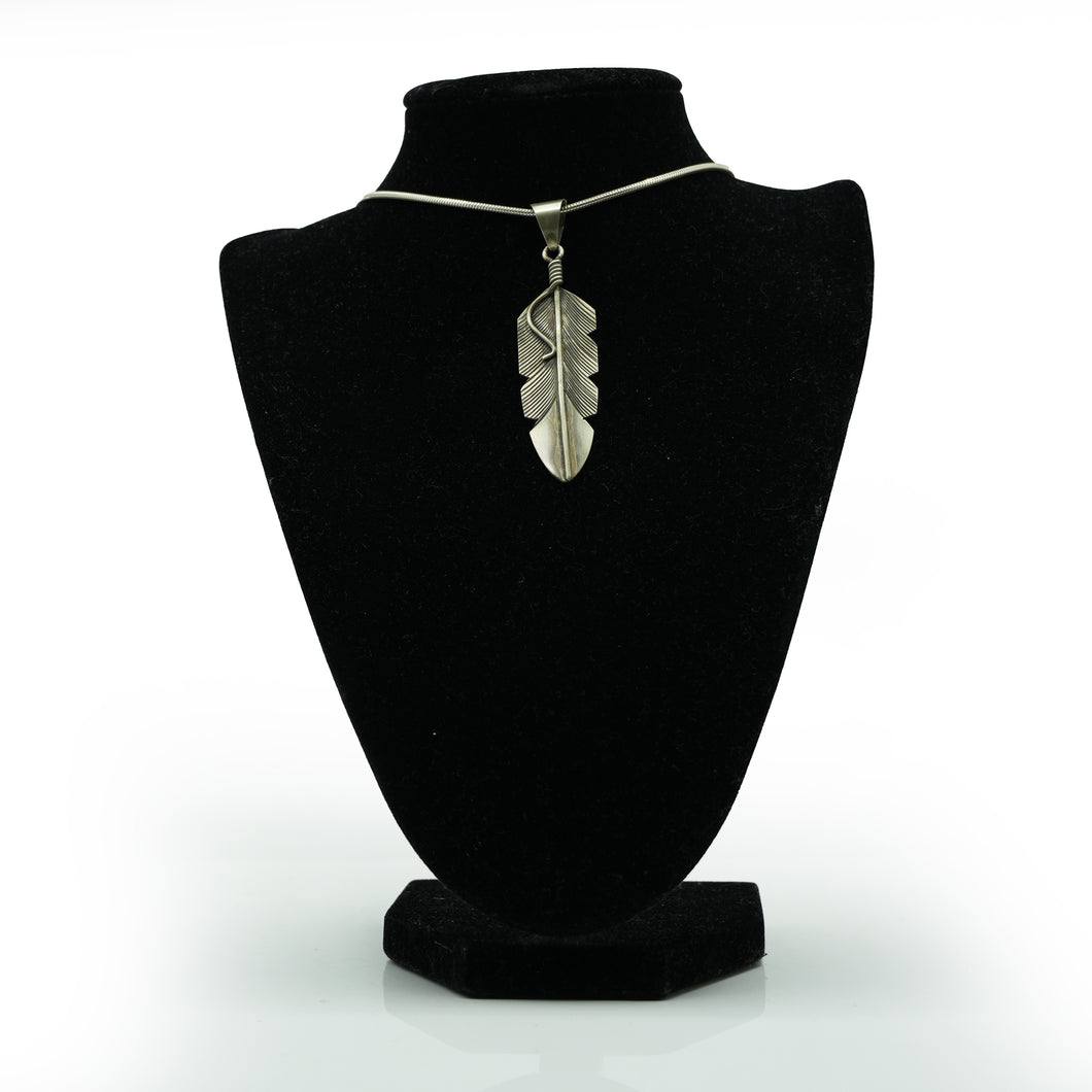 Zuni Sterling Silver Feather Pendant