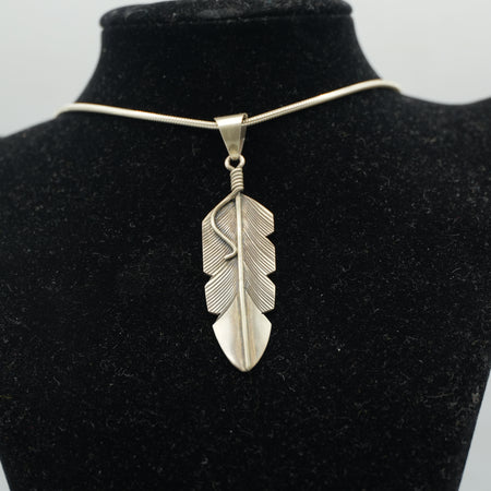 Zuni Sterling Silver Feather Pendant