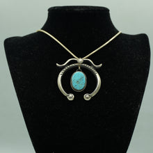 Load image into Gallery viewer, Navajo Sterling Silver Naja Pendant with Turquoise
