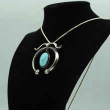 Load image into Gallery viewer, Navajo Sterling Silver Naja Pendant with Turquoise
