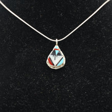 Load image into Gallery viewer, Zuni Sterling Silver Mosaic Inlay Teardrop Pendant
