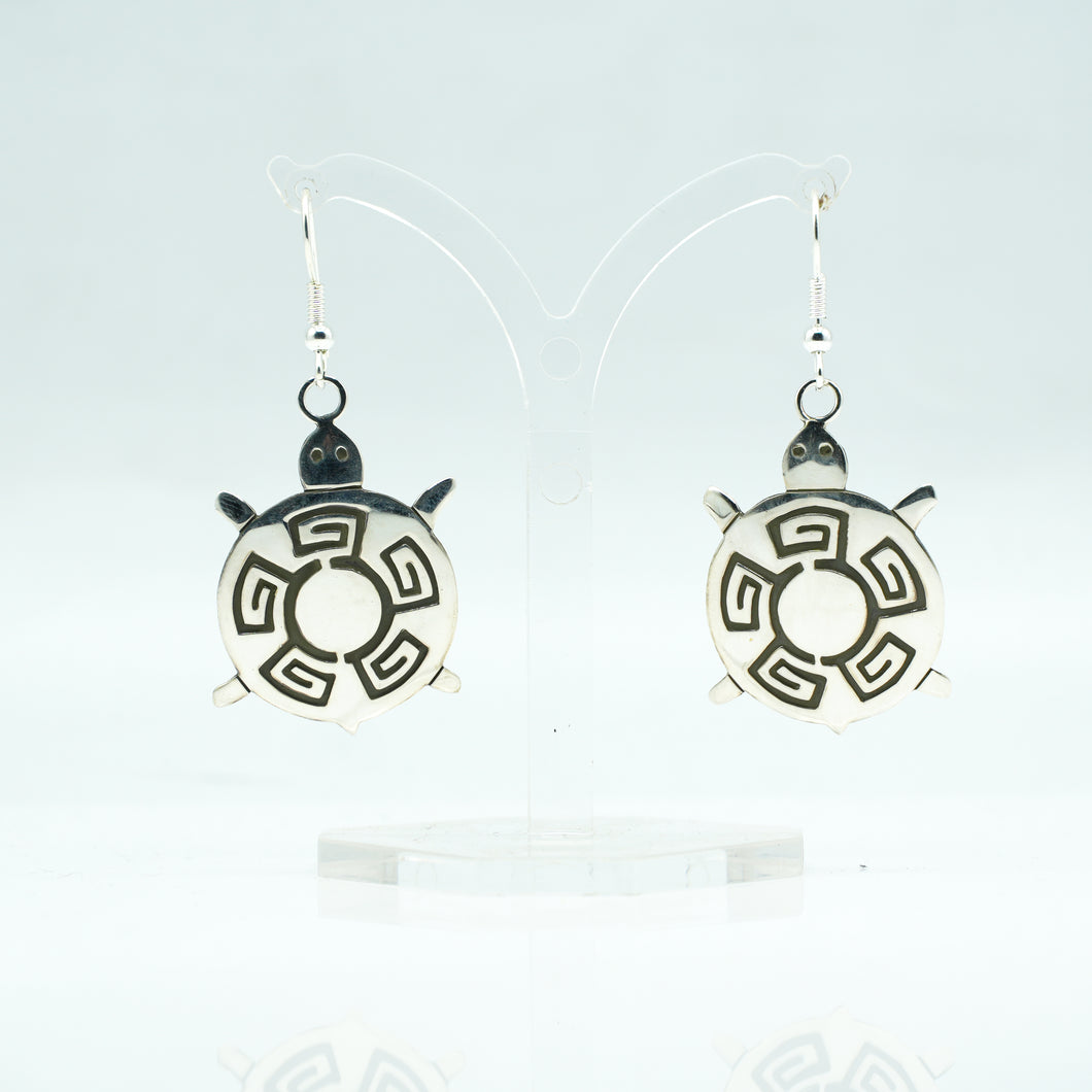 Zuni Sterling Silver Turtle Symbol Earrings