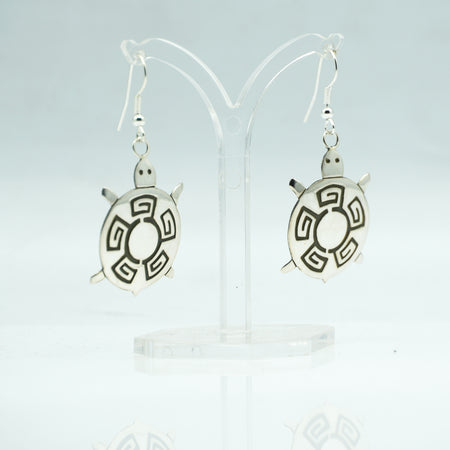 Zuni Sterling Silver Turtle Symbol Earrings