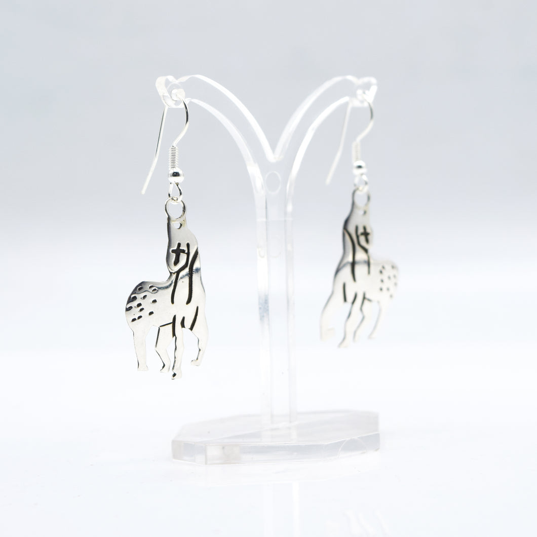 Navajo Sterling Silver Horse Earrings with Cross Detail