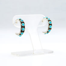 Load image into Gallery viewer, Navajo Sterling Silver Earrings with Turquoise Cluster
