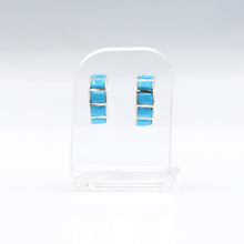 Load image into Gallery viewer, Zuni Half Hoop Earrings with Turquoise in Sterling Silver
