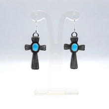 Load image into Gallery viewer, Navajo Sterling Silver Turquoise Crosses Earrings
