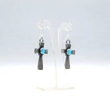 Load image into Gallery viewer, Navajo Sterling Silver Turquoise Crosses Earrings

