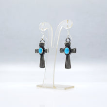 Load image into Gallery viewer, Navajo Sterling Silver Turquoise Crosses Earrings
