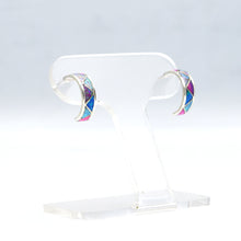 Load image into Gallery viewer, Zuni Half Hoop Earrings with Multi-Color Synthesized Opal – Sterling Silver
