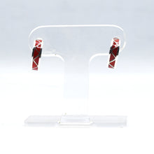 Load image into Gallery viewer, Zuni Half Hoop Earrings with Coral – Sterling Silver
