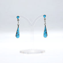 Load image into Gallery viewer, Zuni Channel Inlay Turquoise Earrings Sterling Silver
