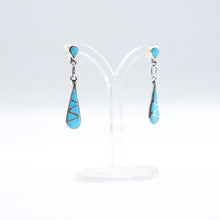 Load image into Gallery viewer, Zuni Channel Inlay Turquoise Earrings Sterling Silver
