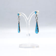 Load image into Gallery viewer, Zuni Channel Inlay Turquoise Earrings Sterling Silver
