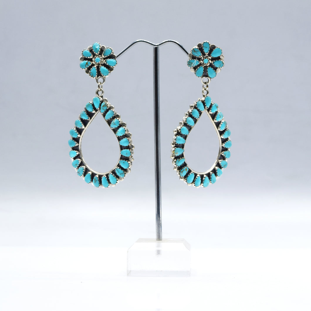 Zuni Turquoise Earrings Sterling Silver