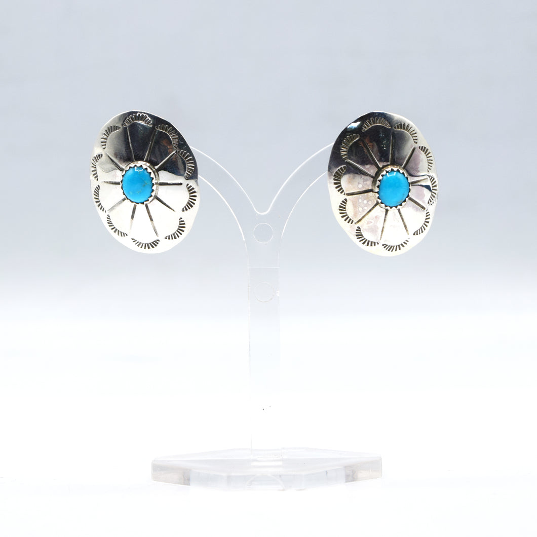 Zuni Earrings with Turquoise – Sterling Silver