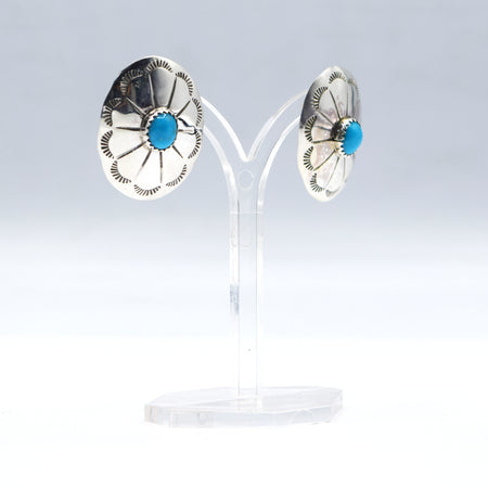 Zuni Earrings with Turquoise – Sterling Silver