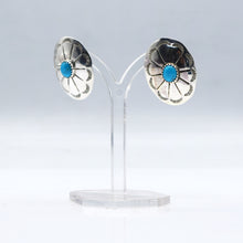 Load image into Gallery viewer, Zuni Earrings with Turquoise – Sterling Silver
