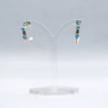 Load image into Gallery viewer, Zuni Half Hoop Earrings with Turquoise – Sterling Silver
