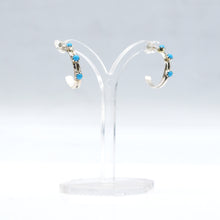 Load image into Gallery viewer, Zuni Half Hoop Earrings with Turquoise – Sterling Silver

