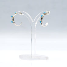 Load image into Gallery viewer, Zuni Half Hoop Earrings with Turquoise – Sterling Silver
