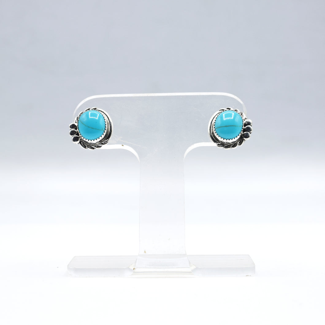 Navajo Turquoise \ Onyx Earrings Sterling Silver