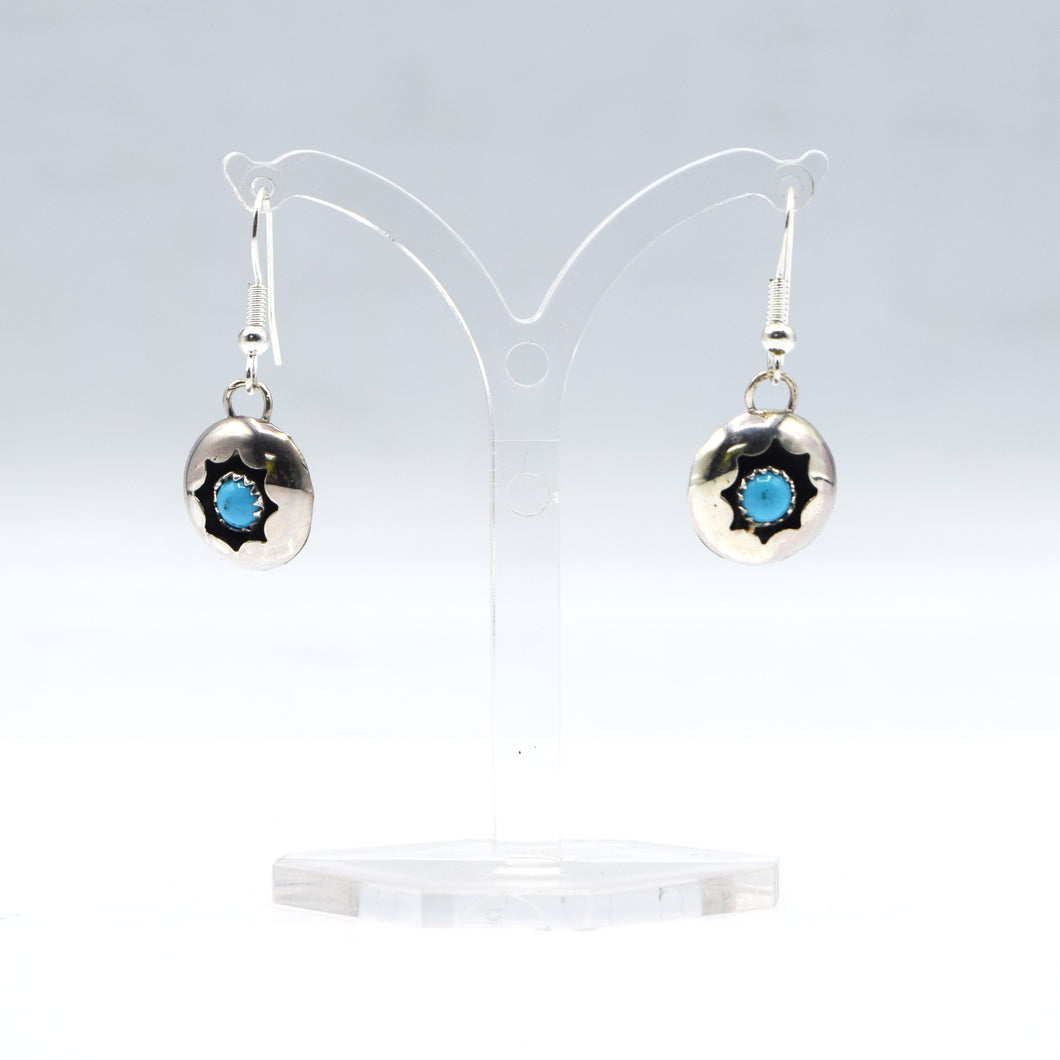 Zuni Hanging Turquoise Earrings – Sterling Silver