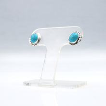 Load image into Gallery viewer, Navajo Turquoise \ Onyx Earrings Sterling Silver
